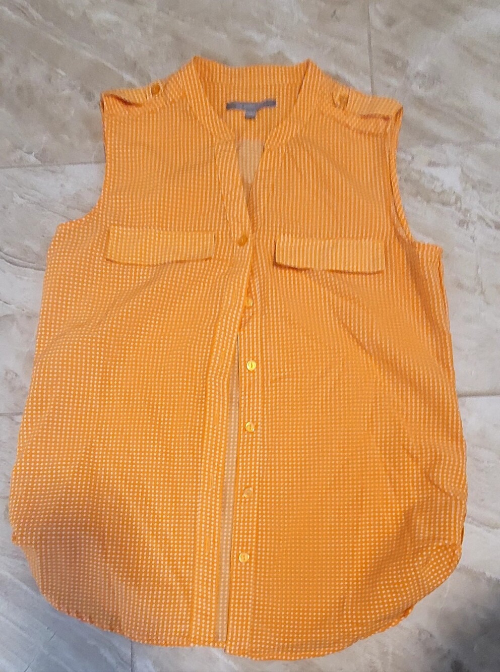 5 For $25 NY Collection Orange Sleeveless Button-Down Shirt